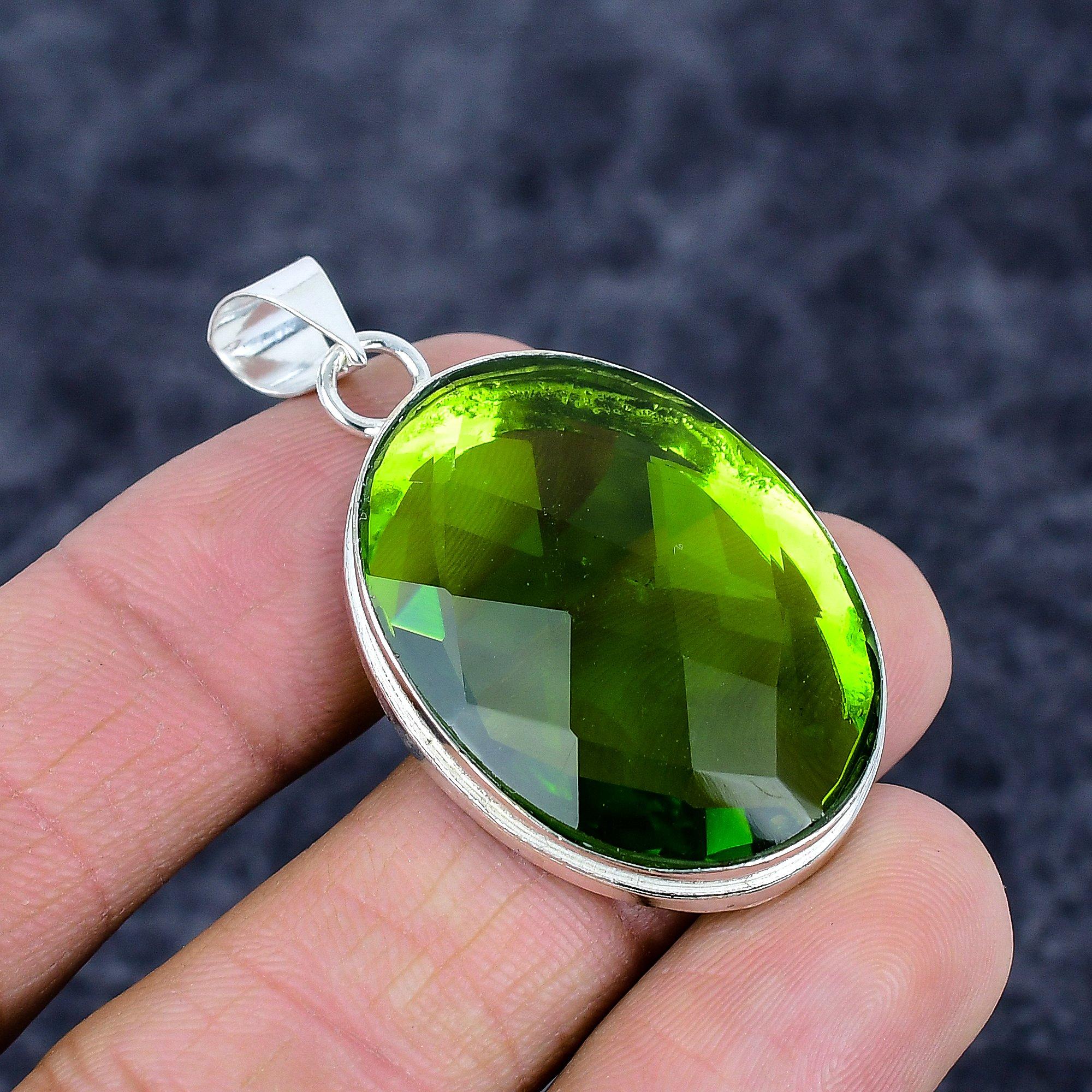 

Peridot Gemstone Handmade 925 Sterling Silver Jewelry Pendant 1.85 M-3236