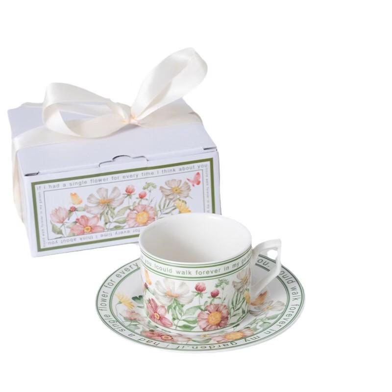 OLOEY Floral Ceramic Coffee Cup and Saucer Set