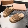 Fashion Platform Heightened Fur Slippers for Women's Outward Wear 2025 Autumn and Winter New Casual Shoes