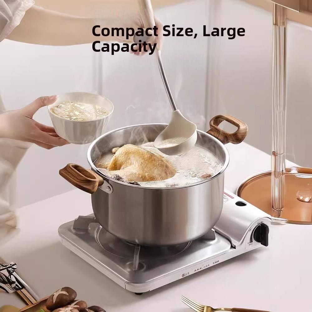 1 Stück Suppentopf 19,7*19,7*11cm Verdickter Edelstahl-Suppentopf mit zwei Griffen Dampfgarer für Gasherd Küche Kochgeschirr