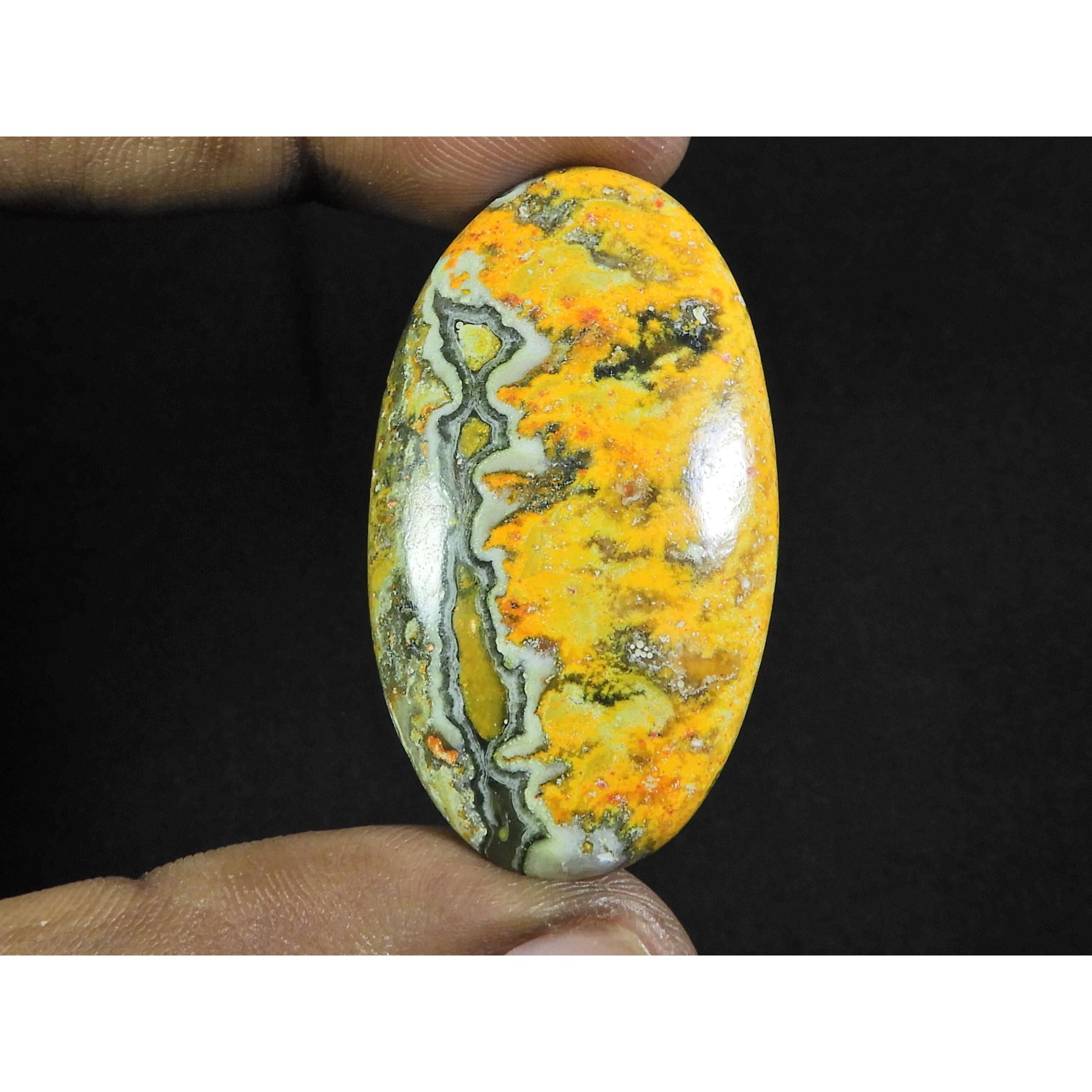 

55Cts. Натуральный овальный кабошон из яшмы «Шмель», рассыпной драгоценный камень 24X44X06 мм D-101
