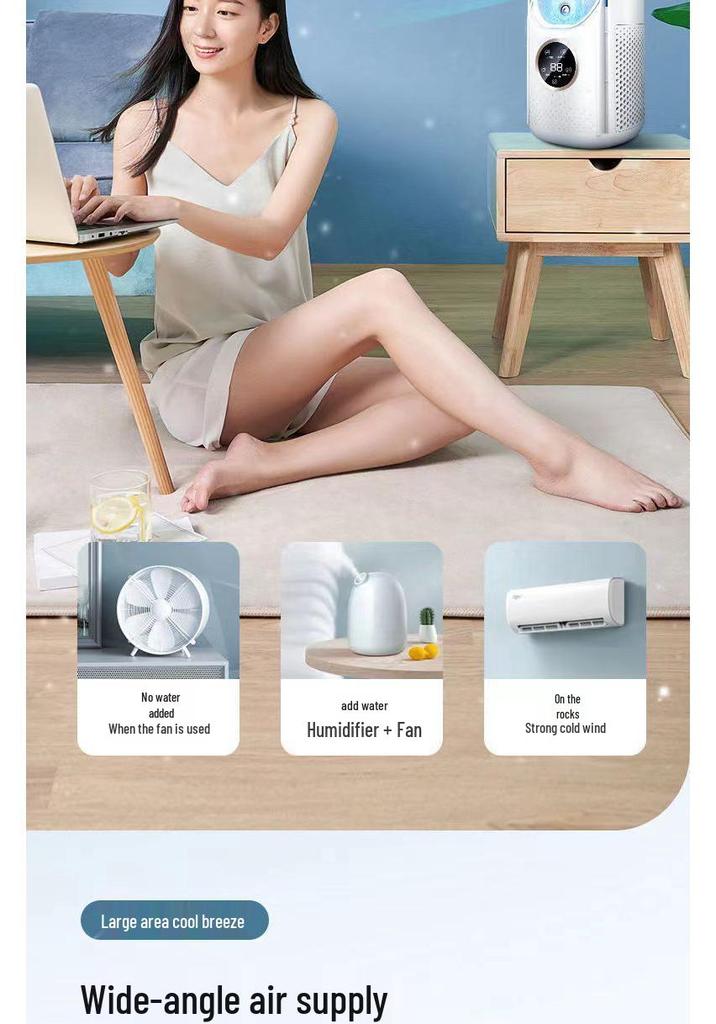 Bladeless Cold Air Fan & Humidifier - Ideal for Dorms and Offices