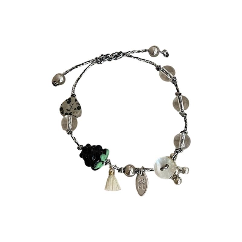 

Grape Tassels Braided Bracelet With Colorful Glass Beads Adjustable Closure For Women Bohemian Jewelry 1