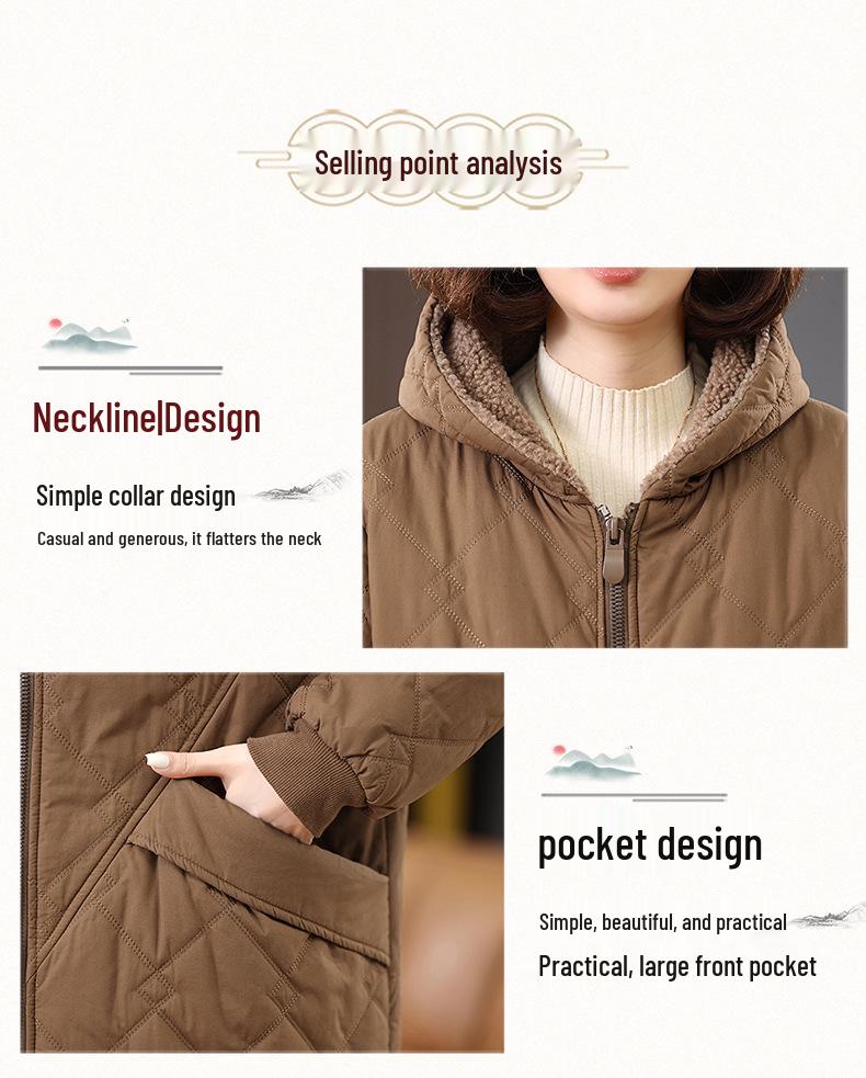 Mid-Length Women's Fleece-Lined Cotton Jacket: 2024 Retro Casual, Loose, Warm, and Thickened Winter Coat.