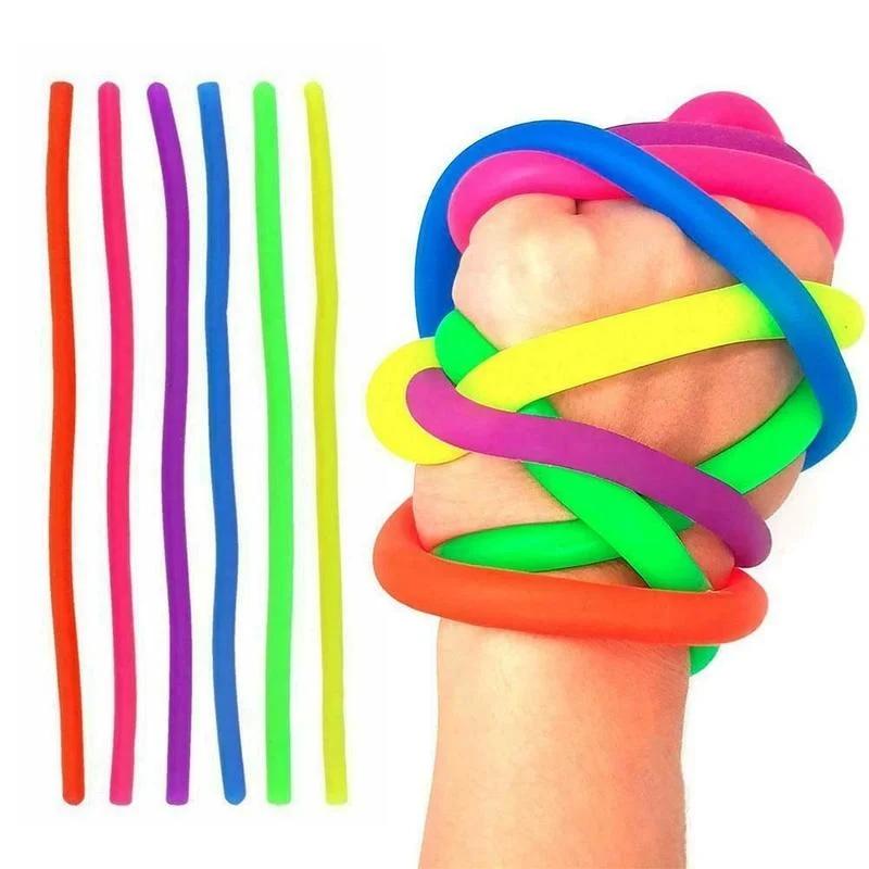 6Pcs Funny Unicorn Pull Worm Noodle Fidget Toys Stretch String Tpr Rope Anti Stress Toys String Stress Relief Autism Vent Toy