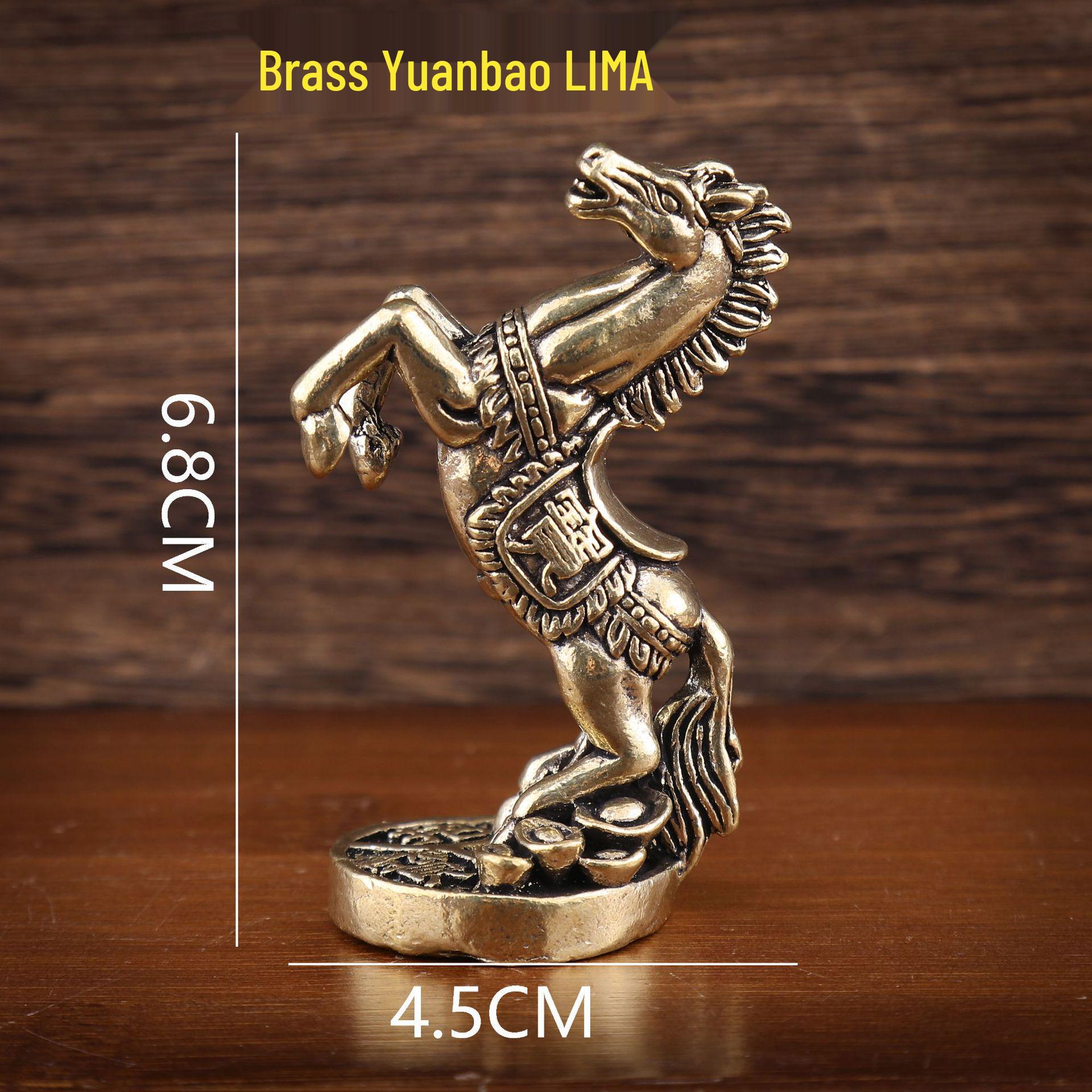 Brass Yuanbao Horse Ornament: Standing Horse Home Decoration for Wealth & Luck