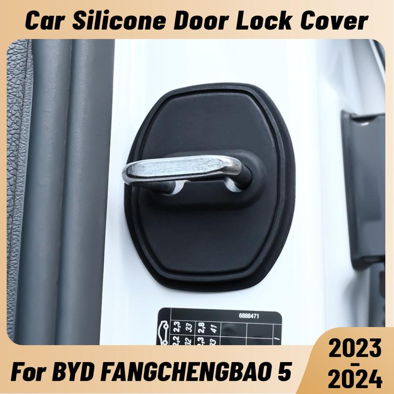 For BYD FANGCHENGBAO 5  2024 Car Door Shock Absorber Door Lock Protector Silicone Auto Door Lock Latches Cover Accessories