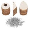 60PCS Wood Handmade DIY Wood Wooden Earrings Round Tapered Unfinished Pendants 3 Sizes Teardrop DIY Earrings Jewelry Making