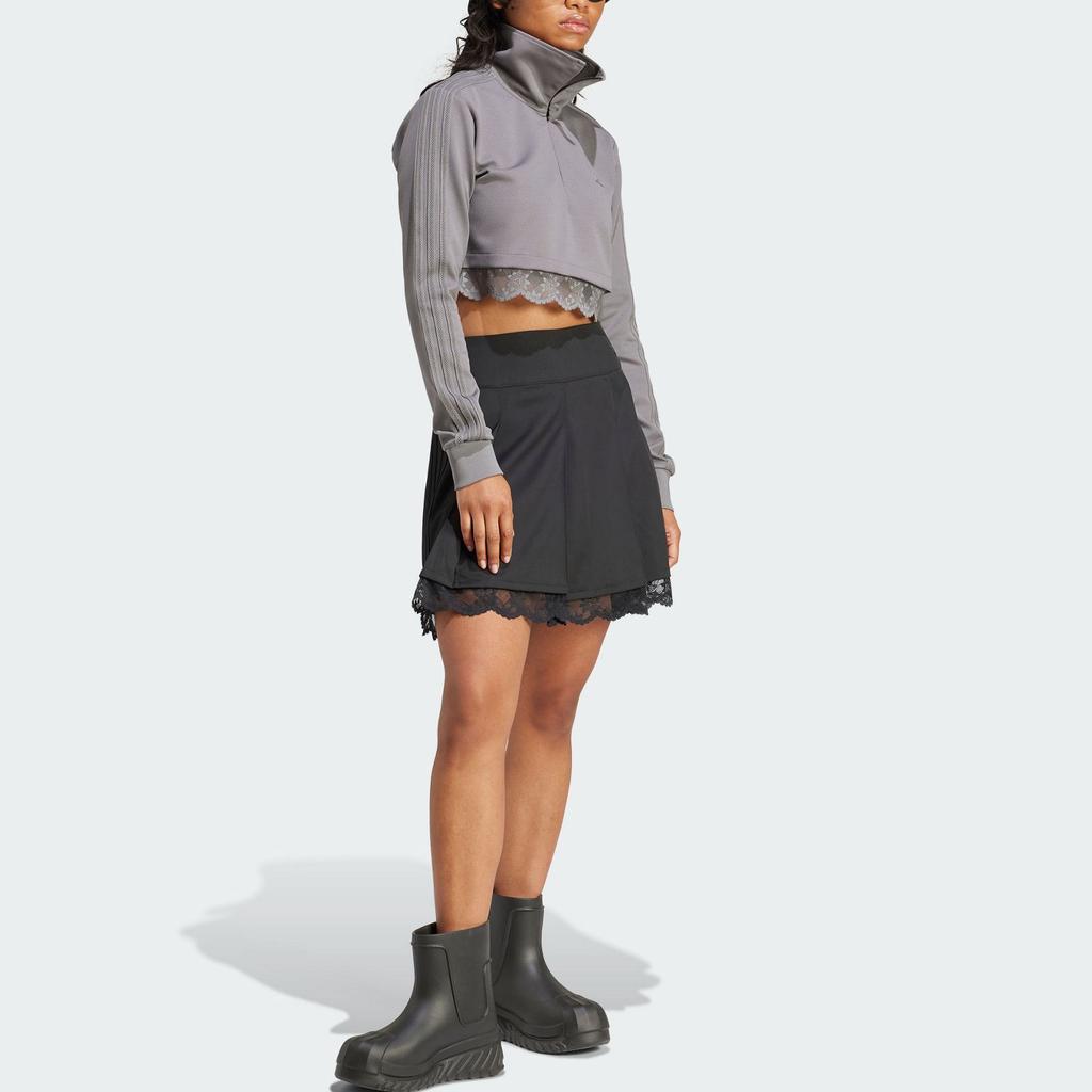 Adidas Originals Track Top With Lace Trim And Half-Zip Women Sweatshirt Grey IY9024