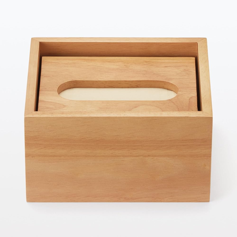 MUJI Wooden Tissue Box for Tabletop Use MAC71A3A (Clothing Case, Storage Case, Storage Box)