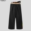Incerun Irregular Zipup High Men Waist Patchwork Casual Long Trousers Pants