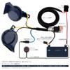 FARBIN 12V Universal Twin Tone Horn 120dB Spiral Type with 2-Way Splitter Connector Harness and Independent Control Horn Button (12V, Black Pair Horns