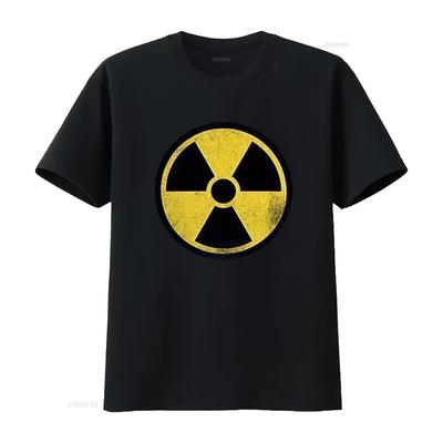 Mens Radiation Warning Radioactive T Shirt Road Sign Inspired  Vintage Washed Homme Slightly Top For Everyday Wear Graphic