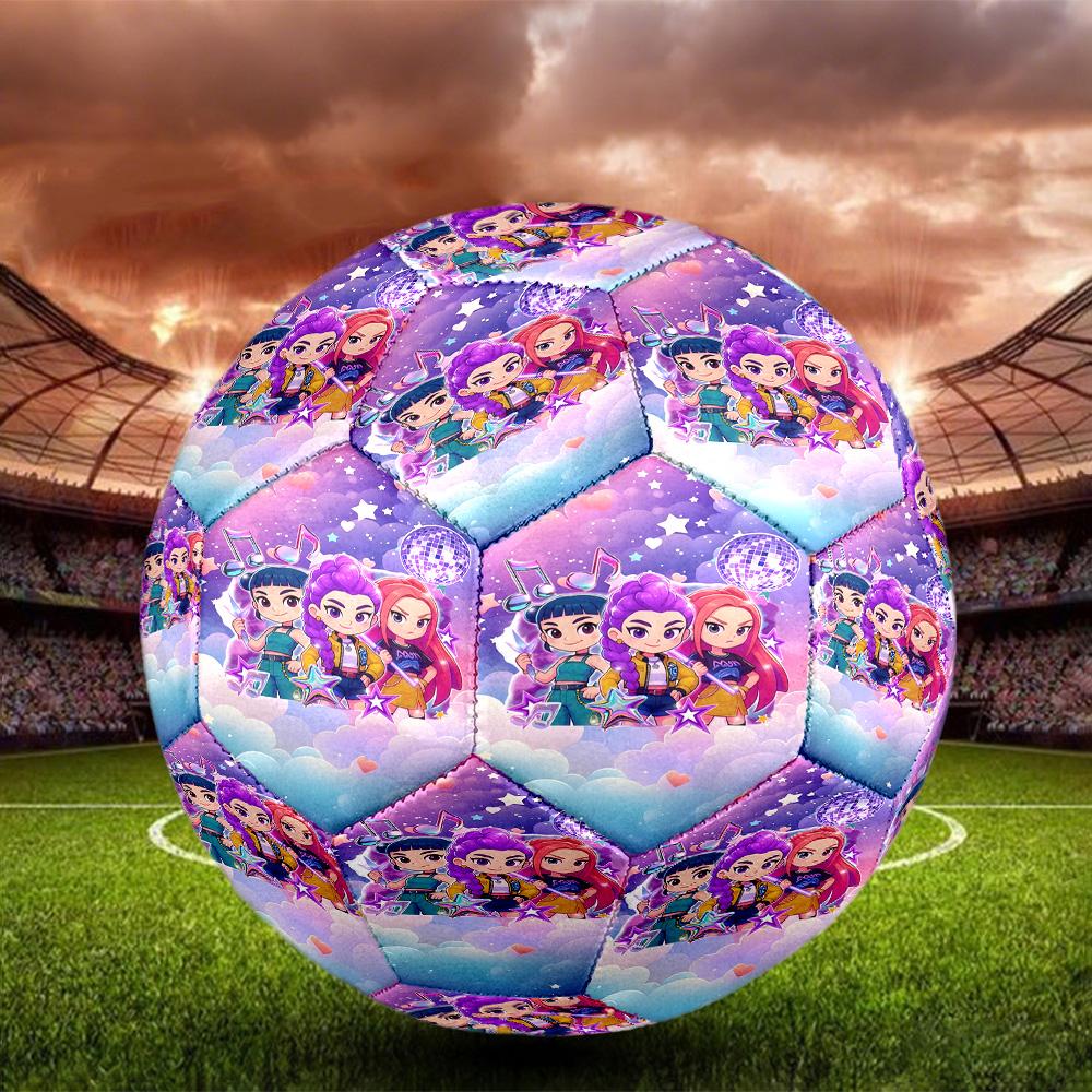 KPop Demon Hunters Druck Größe 5 Fußball, Standard-Matchfußball für Sportspiele und Teamtraining, Ideales Geschenk für Fußballfans