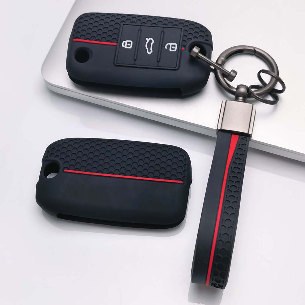 Silicone Key Cover With Keychain For MG ZS HS MG5 MG6 MG3 For Roewe RX5 RX3 I5 3 Button Flip Remote Key Fob Protector
