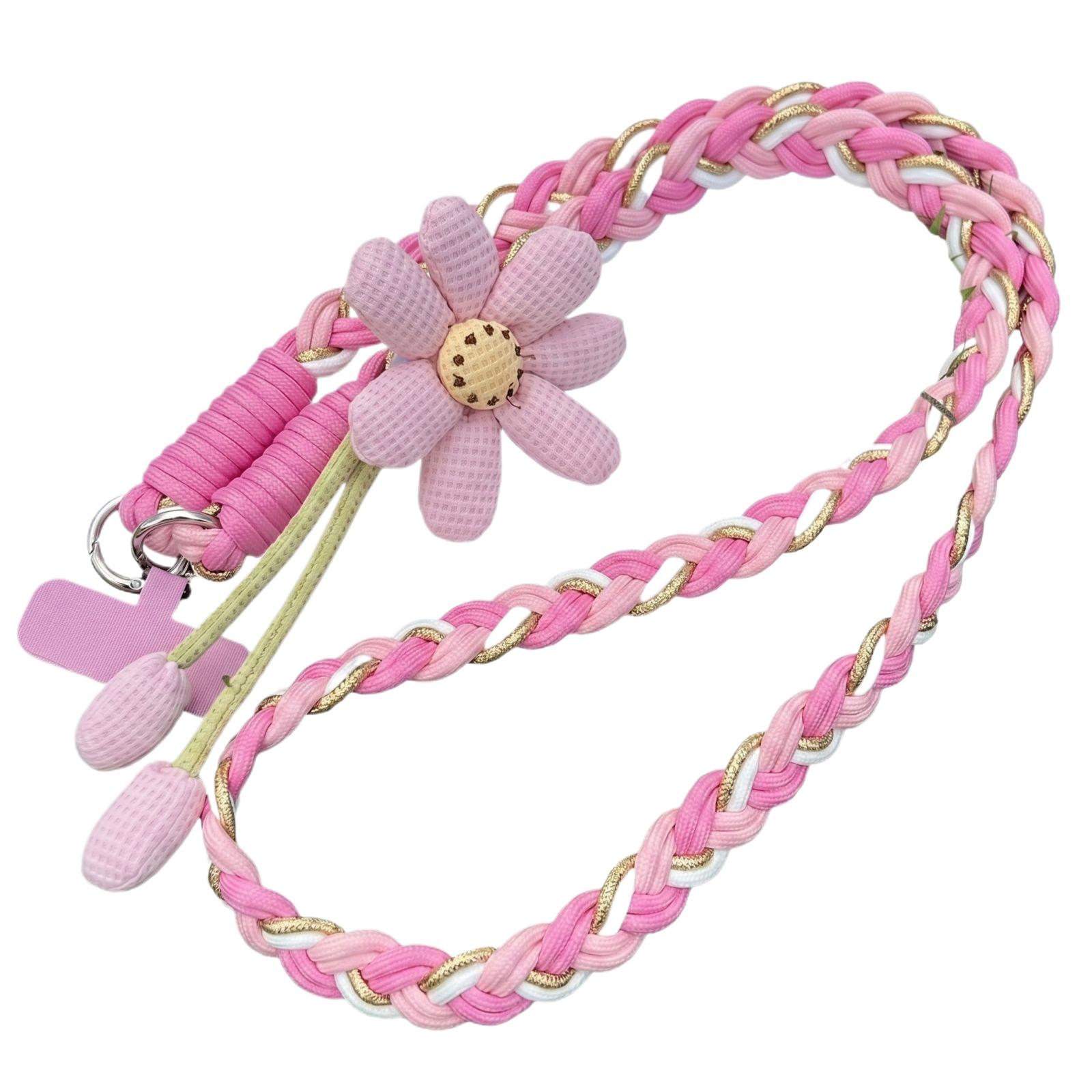 

Long Strap Rope, Hemp Rope, Mobile Phone Rope, Flower Crossbody Trendy Woven Hanging Chain One Size розовый