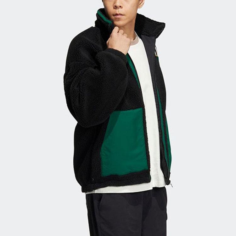 Adidas Originals Trefoil Logo Embroidered Patchwork Fleece Jacket Unisex Jacket Multicolor HY7233