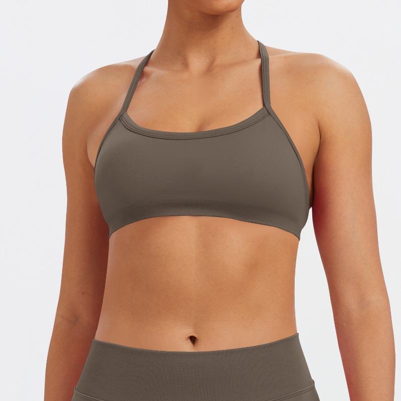Women Seamless High Stretch Yoga Sports Bra, Lycra Spandex Convertible Removable Straps Fitness Tank Top