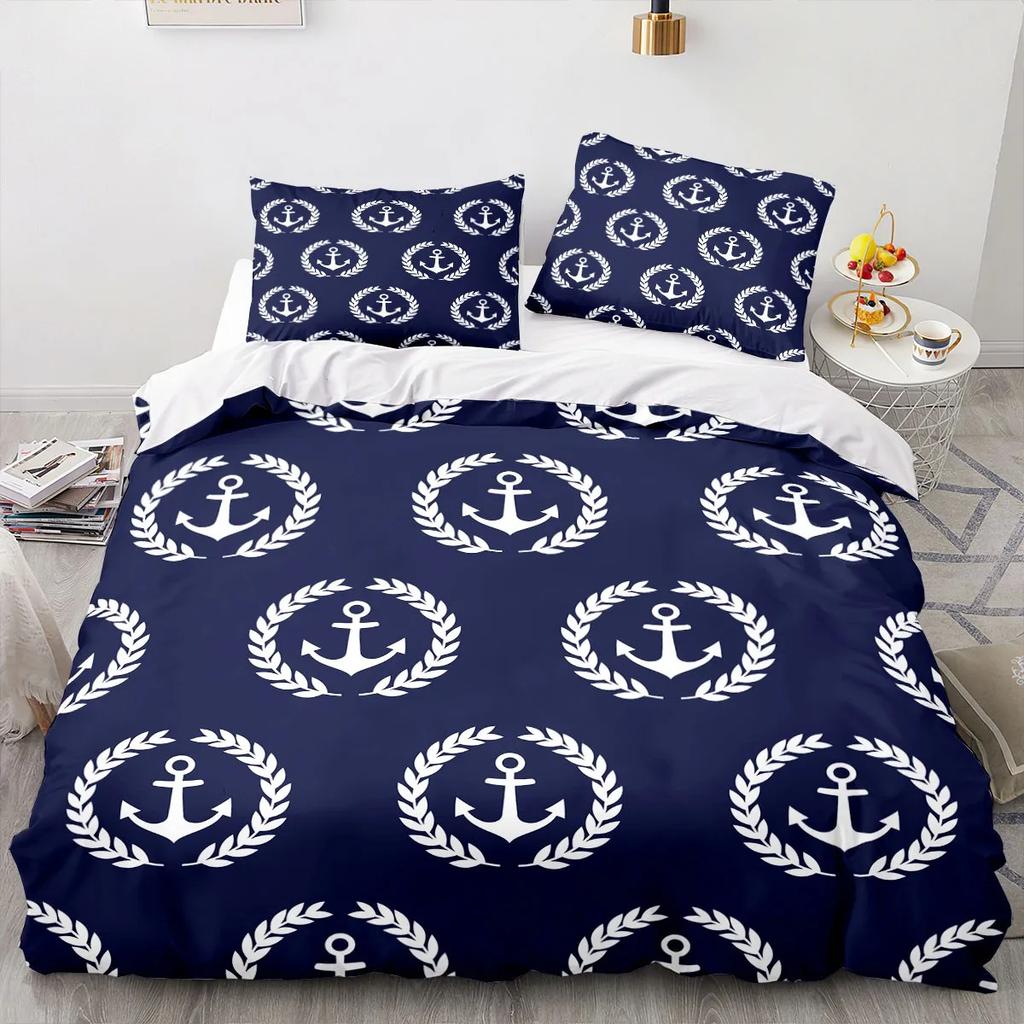 Novos Conjuntos de Cama Náuticos Oceano Âncora Espírito do Oceano Capa de Edredom Tamanho King Queen Solteiro Roupa de Cama com Fronha Adolescentes Meninos Presente