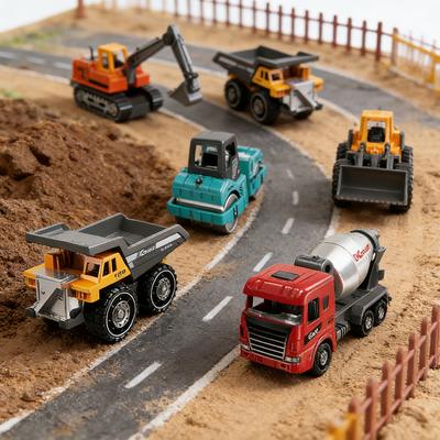 סט משחקי רכב בנייה מסגסוגת – 1:64 מכוניות הנדסיות מתנה לבנים (יום הולדת/חג המולד)