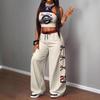 Set T-shirt con Stampa Hip Hop Street e Pantaloni Larghi Casual da Ragazza
