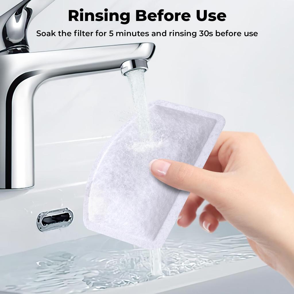 12PCS Cat Water Fountain Filters Replacement for ORSDA D30 67oz/2L Stainless Steel Pet Fountain, Carbon Filters with Triple Filtration System, 6PCS