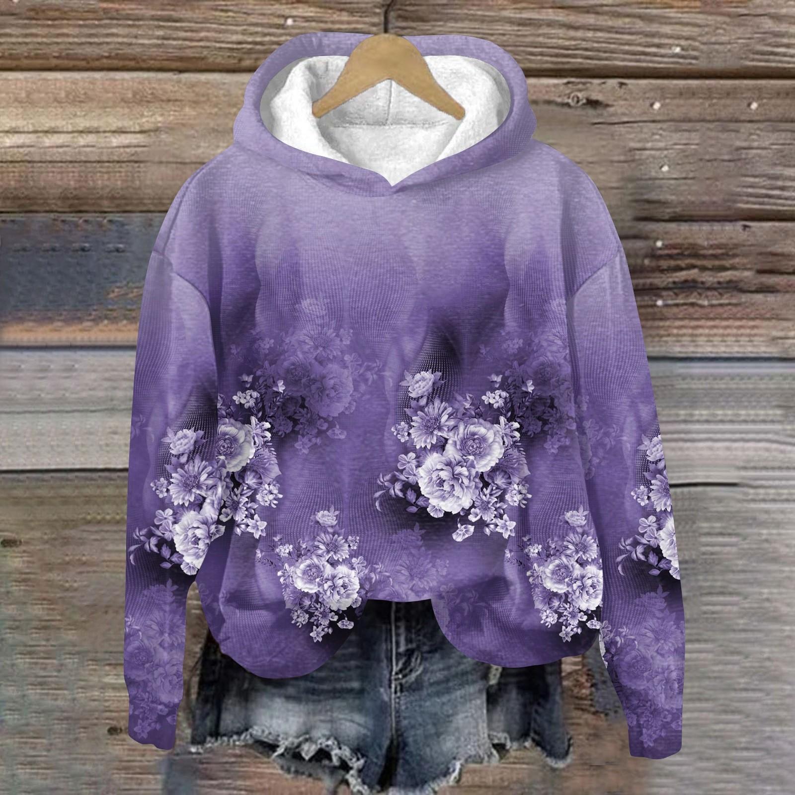 

Жіночі толстовки Світшоти Одяг Для дівчаток-підлітків Повсякденний светр Пуловер Модні щоденні універсальні повсякденні світшоти XXL фіолетовий