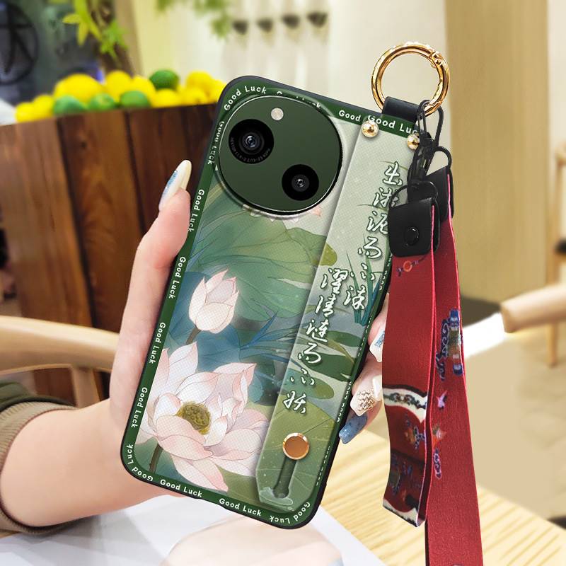 Wrist Strap Lanyard Phone Case For Sharp Aquos R9/SH-51E Wristband Kickstand Waterproof Fashion Phone Holder Silicone