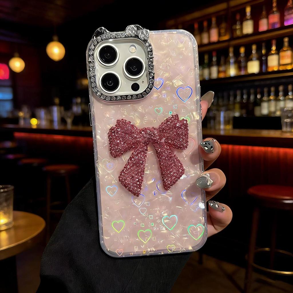 Compatible with iPhone 16/17 Pro Max: Glitter Bow Butterfly Protective Case for 13 Series 15 Plus, 16 Pro Max - Female Design