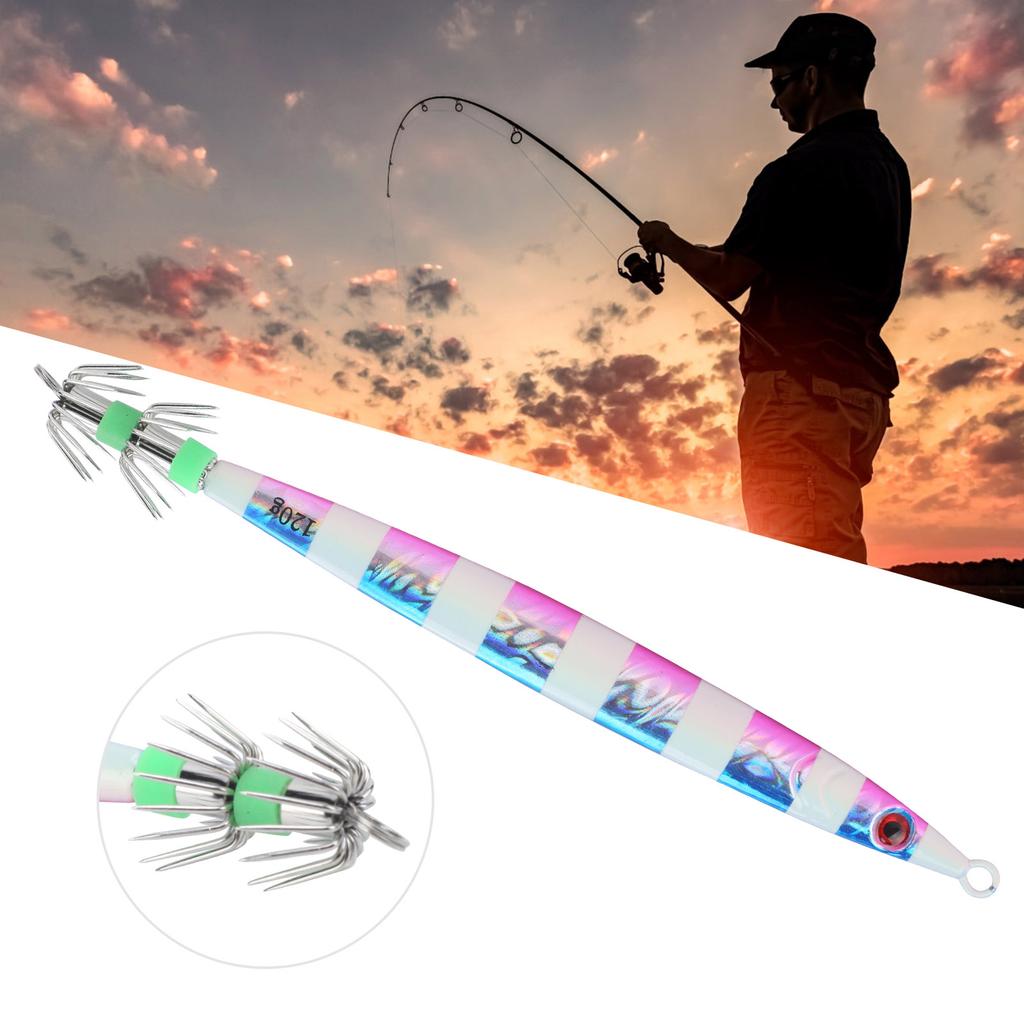 Artificial Baits Fishing Metal Lure Luminous Squid Jigs Lifelike Swimbait with Hook