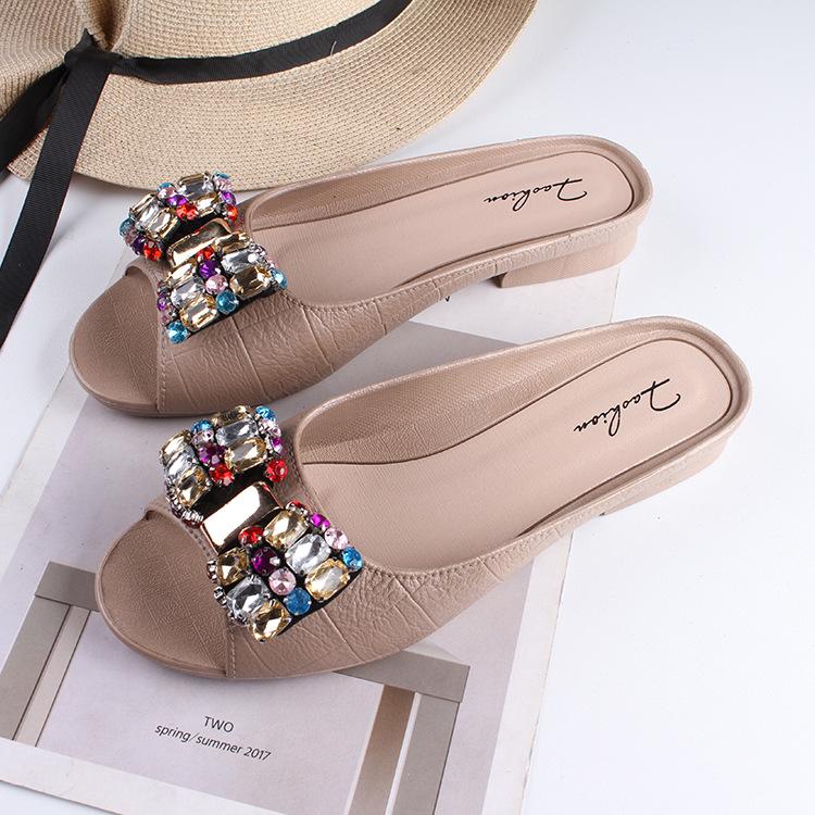 Yuzhihao Women s Summer Rhinestone Sandals: Colorful, Flat Bottom, Indoor/Outdoor Beach Wear 36-37