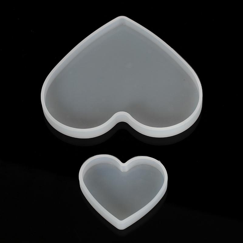 2pcs/set Heart Coaster Tray Silicone Mold Love Shape Dish Resin Plate Craft DIY