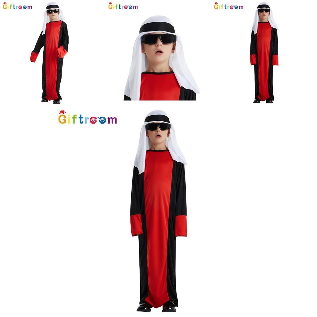 Stilvolles Arabischer Prinz Cosplay Kostüm Für Jungen Rot Und Schwarz Themen Outfit Für Partys Und Bühnenauftritte