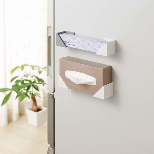 Belca FLAT In Kitchen Magnetic Wrap & Tissue Holder, Set of 2 (Each 2.2" W X 2.1" D X 2.1" H), White, Flat In Wall Storage, FK-WTW