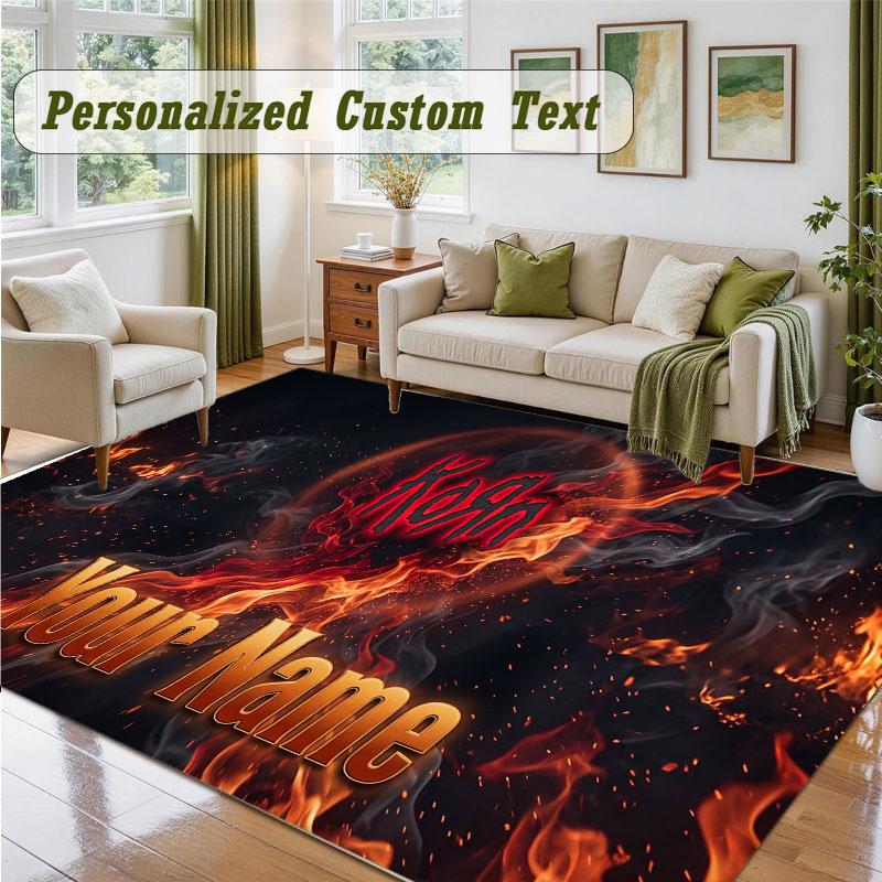 Crystal Velvet Square Rug Custom NameKorn Pattern Non Slip Home Floor Decor Rug