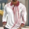 Men'S Striped Print Golf Shirt Long Sleeve Polo Shirt Lapel Business Casual Formal Button 3D Printing Autumn And Winter