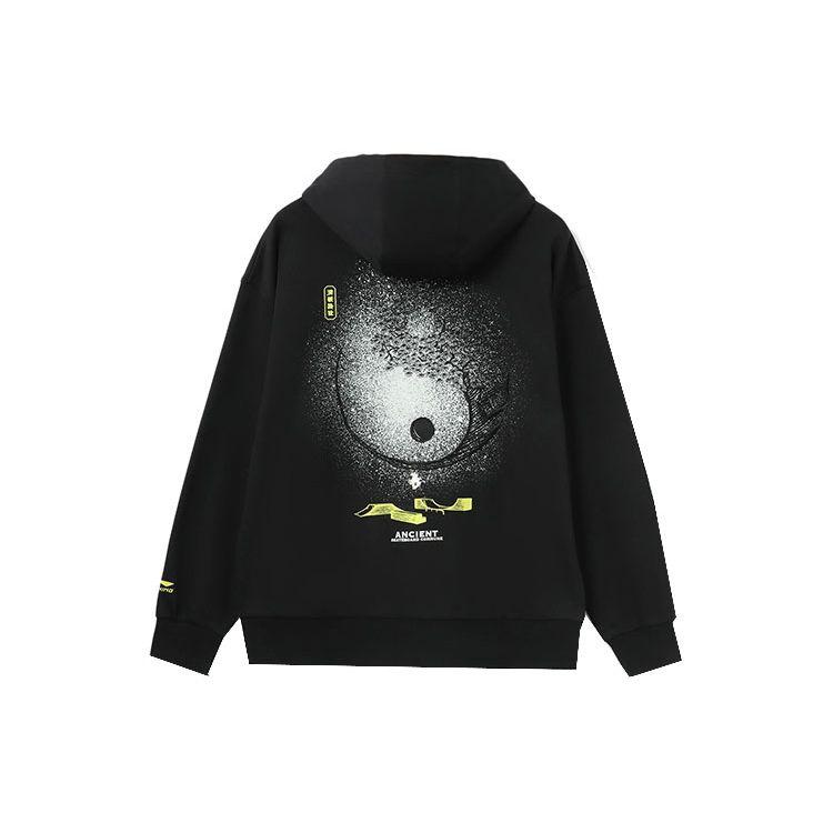 Li-Ning Skateboard Series Theme Print Loose Hoodie Pullover Unisex Tops Black AWDR451-1