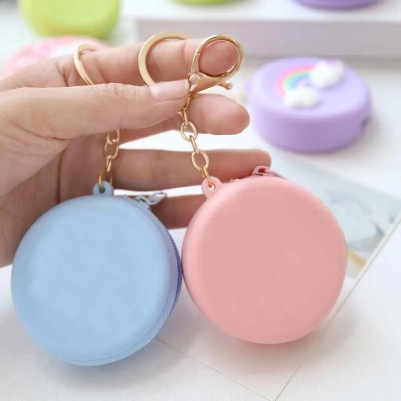 Candy Color silikonové mini kulaté pouzdro na mince Peněženky na mince Dámské Dívčí Peněženka na mince Peněženka na zip pro děti Ženy Dámské