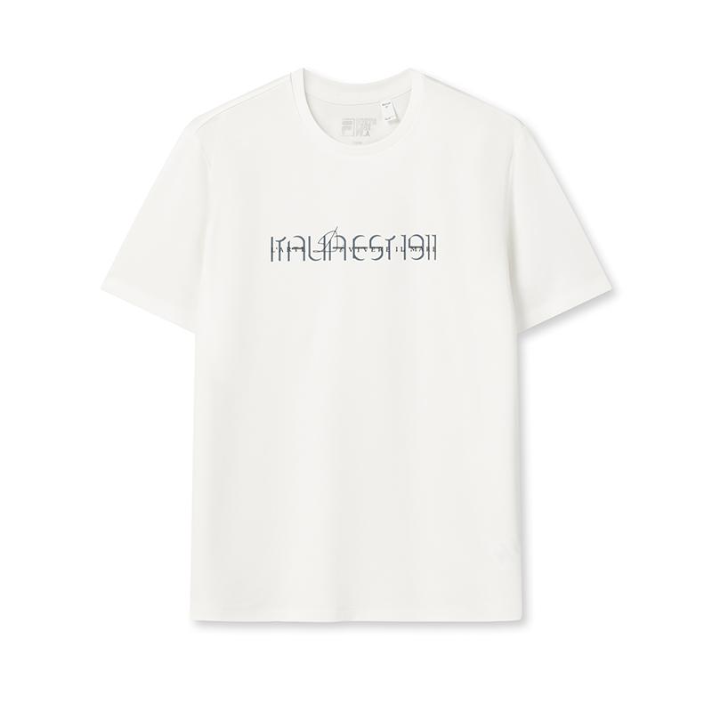 

FILA White Fashion Simple Classic Basic Retro Sports Casual Versatile Comfortable Short Sleeve T-Shirt Men tops Cloud-White F11M623102FWT M