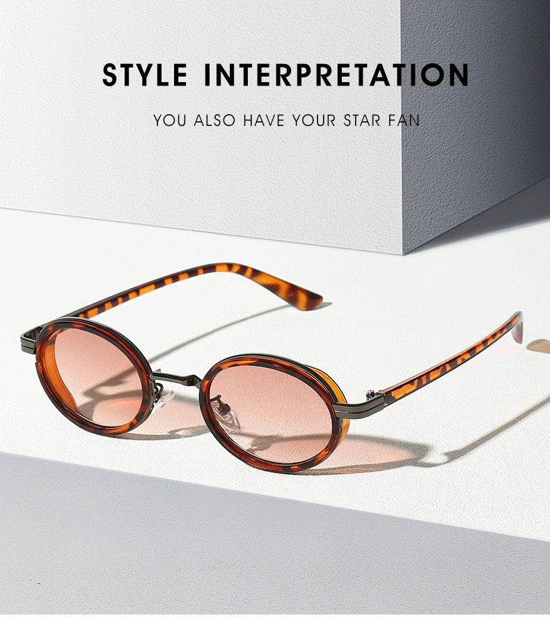 Metal Style Small Frame European & American Oval Sunglasses - UV Protection for Men & Women