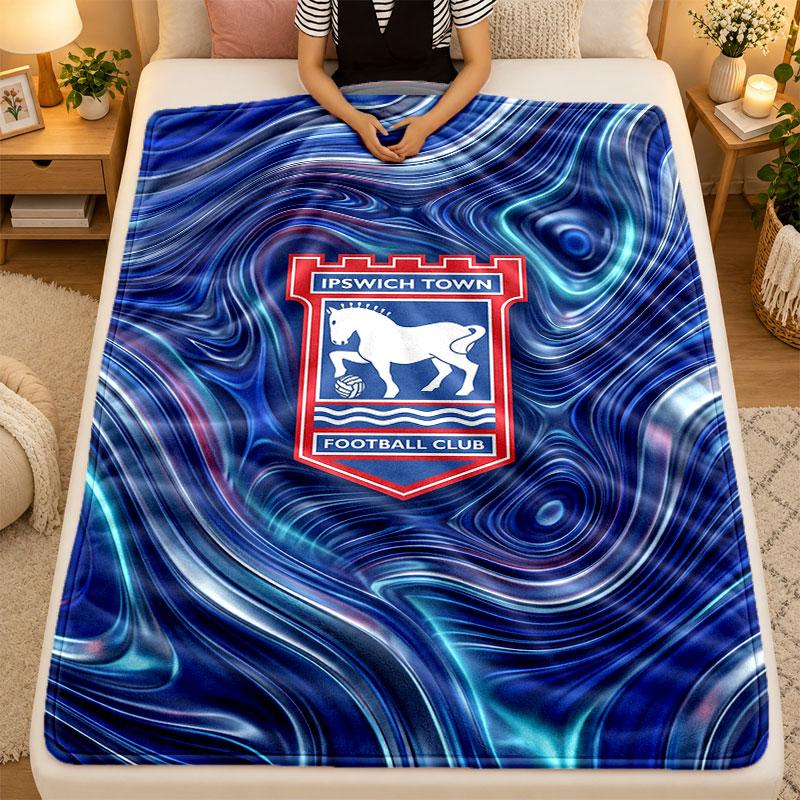 Flannel BlanketIpswich Town Football Warm Soft Throw Blanket for Indoor Sofa Bed Living Room Use