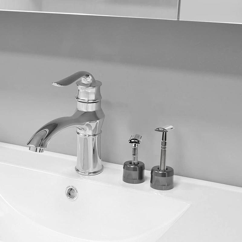 1 Pc Safety Razor Stand Base Aluminum Alloy Men's Shaving Stand for Bathroom Countertops Metal Manual Beard Shaver Holder