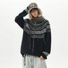 Women's Retro Jacquard Sweater Coat 2025 - European & American Style, Spring/Autumn, Thick Knit Cardigan, Loose & Cozy Design.