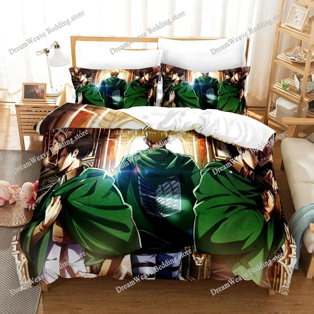3D Printed Anime Attack on Titan Bedding Set Duvet Cover Bedroom Comforter Single Twin King _Size Quilt Cover Home Textiles