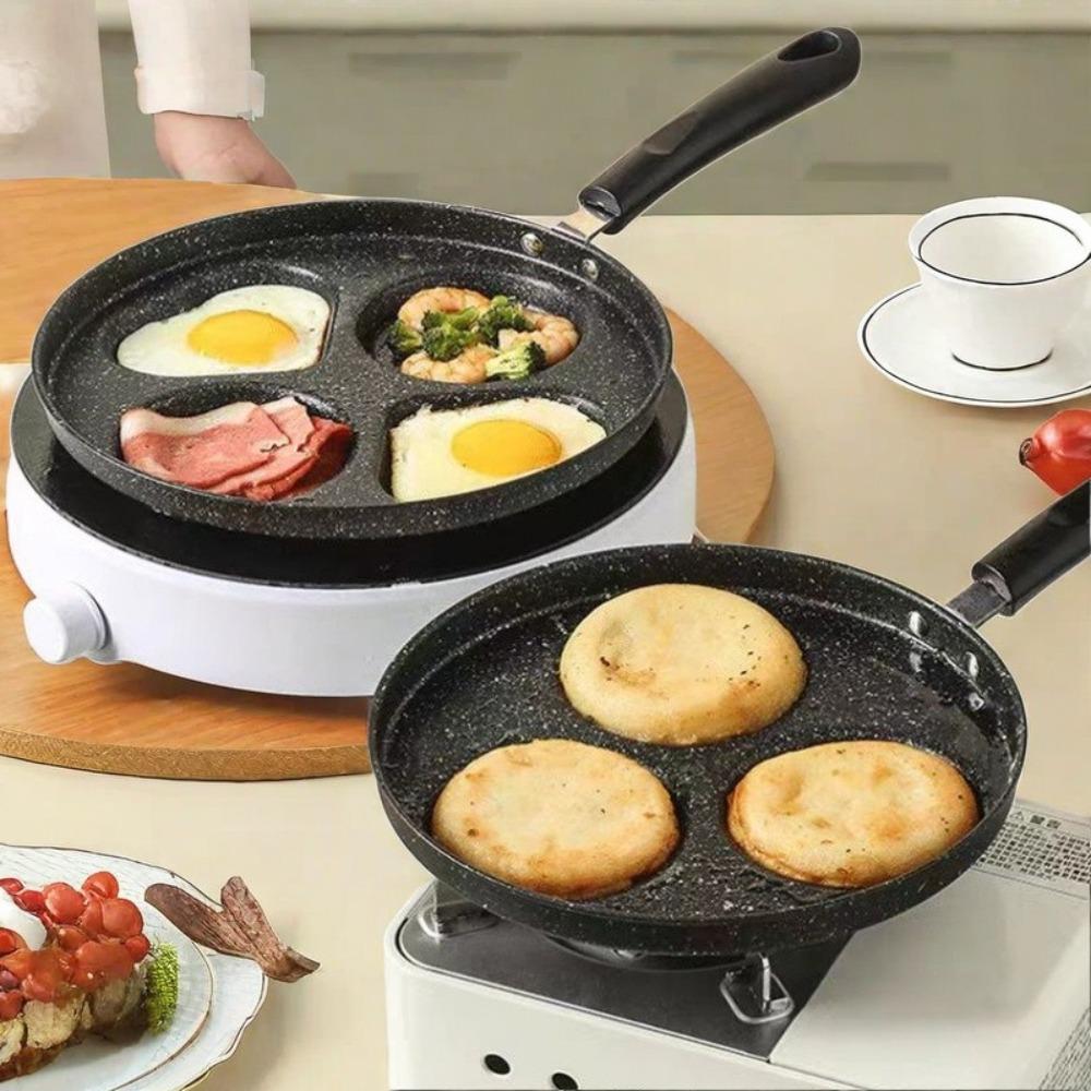 Poêle à Frire à 3/4 Trous Antiadhésive en Forme de Cœur pour Crêpes et Steak, Petit Déjeuner, Cuisson d'Œufs et de Burgers, Gaz, Induction