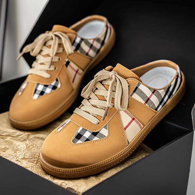 Men's casual slippers four seasons outdoor breathable stirrups fashion lightweight walking shoes soft non-slip indoor lazy shoes