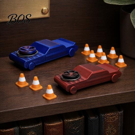 Stress Relief Car Toy 1/2Pcs Pocket Drift Fidget with 3/6 Mini Cones, 2-in-1 Spinner & Desktop Racing Vehicle Toy, Desk for Adults, Gift Lovers