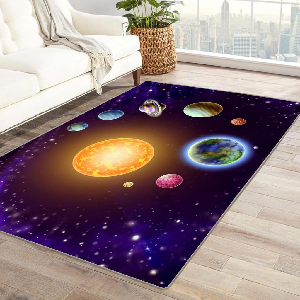 Starry Sky Rug Space Pattern Carpet Solar System Rug for Boy Girls Bedroom Galaxy Starry Sky Area Rug Universe Themed Decoration
