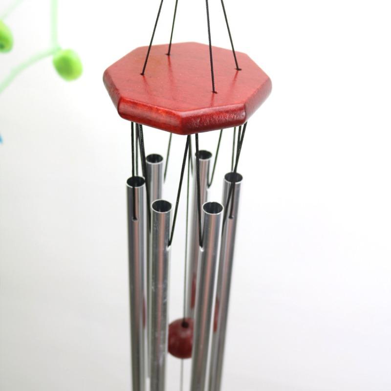 Metal Multi-Tube Wind Chime Car Interior Decoration New House Doorbell Ornament Red Wood Wind Chime Pendant