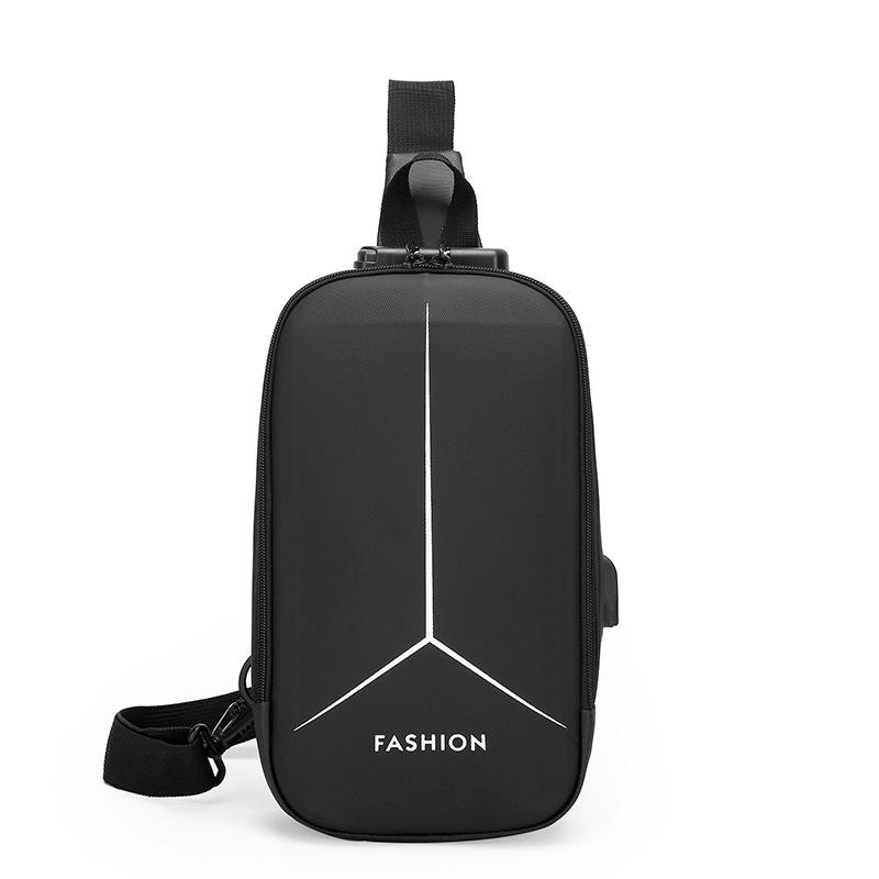 

Мужская водоотталкивающая сумка кроссбоди большой вместимости с кодовым замком и возможностью зарядки через USB чёрный